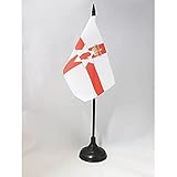 AZ FLAG Northern Ireland Table Flag 4'' x 6'' - Irish Desk Flag 15 x 10 cm - Black Plastic Stick and Base