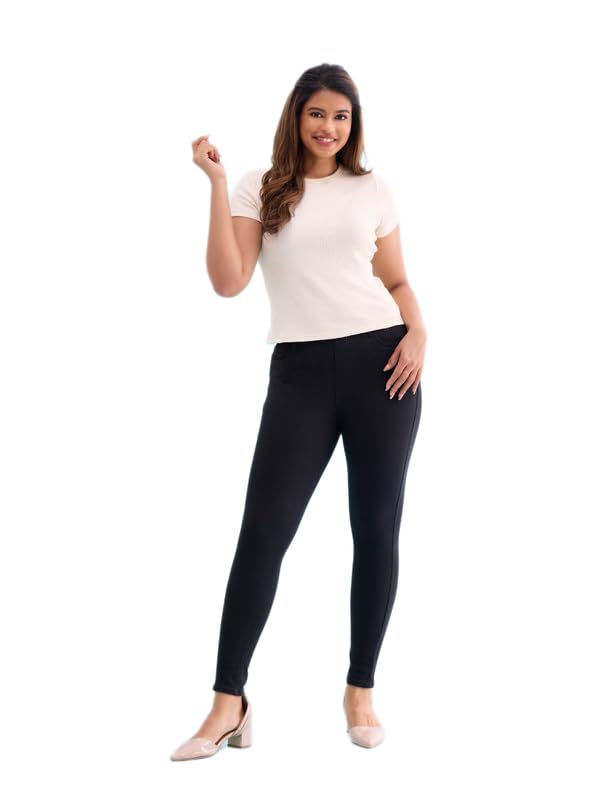 Image of GO COLORS Women Solid Super Stretch Warm Jeggings