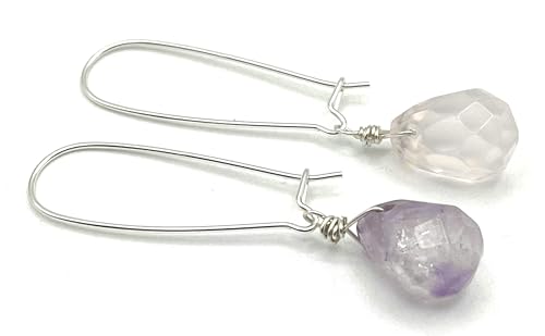 Boucles d'oreilles en argent cadeau pour femme avec quartz naturel