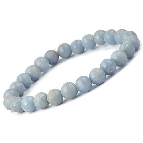Bracelet angélite naturelle 8mm contre le stress et l'anxiété