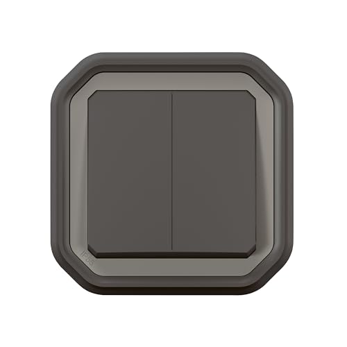 LEGRAND | Plexo Double Interrupteur Ou Va-Et-Vient Ou Poussoir, Étanche Et Robuste IP55 IK08, Connexion Rapide Sans Outil, Finition Anthracite