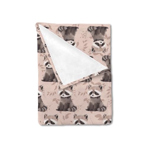 Image of Hwmmbh Cute Raccoon Leaves Baby Blanket for Boys Girls Baby Animal Flannel Soft Swaddle Blanket Receiving Blankets for Nursery Stroller Toddler Bed Baby Carseat Crib Daycare Playmat 30x40