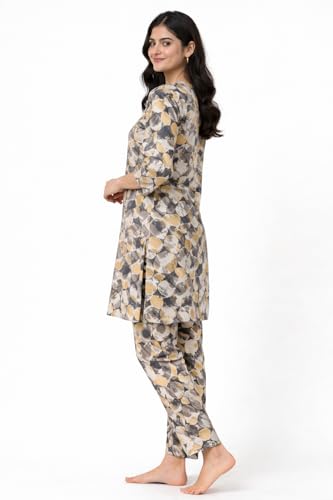 Image of Duchess Women's Pure Cotton Printed Long Length Night Suit Set