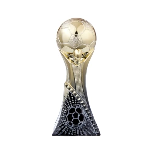 Goutoports 2026 Gold Soccer Cup Trophy - 6 Resin Football Award with Geometric Black Base - 3D MVP Championship Prize for Soccer 2026 World Tournament Coach Gifts Man Cave Decor Party Prize - 1PCS