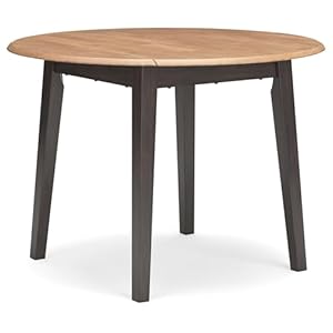 Signature Design by Ashley Gesthaven Contemporary Dining Drop Leaf Table with 4 Legs, Light Brown & Dark Brown