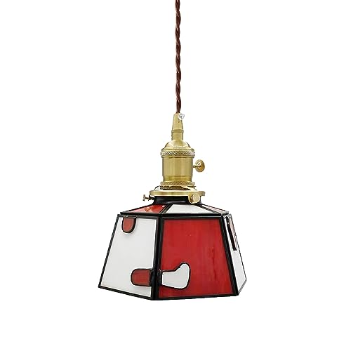 Plafonnier en laiton et vitrail style pastoral chic pour cuisine élégante