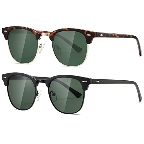 Image of AEVOGUE Semi Rimless Polarized Sunglasses for Women Men, AE0369 2 Pack | Retro, UV Protection, Driving Travel Outdoor, Lightweight Frame, Value Set