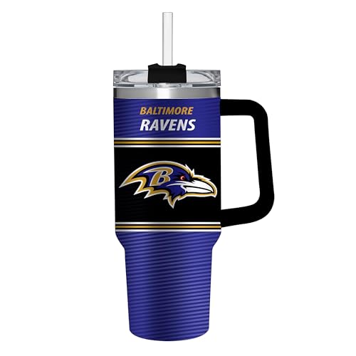 NFL Baltimore Ravens Stainless Steel Tumbler with Handle and Straw,