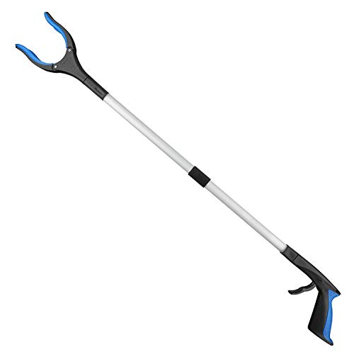 2023Upgrade Grabber Reacher Tool, 0°-180° Angled Arm, 360° Rotating Head, Wide Jaw, Handy Trash Claw Grabbers for Elderly, Reaching Tool for Trash Pick Up Stick, Litter Picker, Arm Extension (Blue)