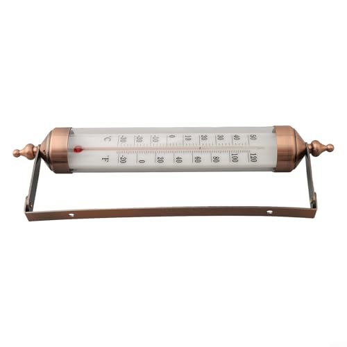 TONIXY Thermomètre d'intérieur et d'extérieur en métal de 25,4 cm - Double échelle - Affichage Fahrenheit Celsius - Pour jardin, maison, bureau