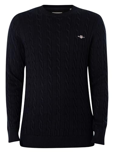 GANT Herren Cotton Cable C-neck Pullover, Evening Blue, 4XL EU – Ansicht 5