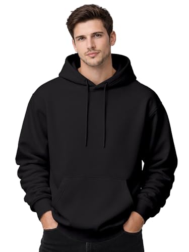 Mens Drop Shoulder White Hoodie | Oversized Look Cotton Blend Fle...