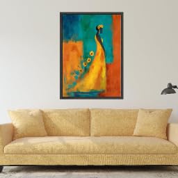 Robe jaune affiche sur toile portrait abstrait XINBAO décoration murale 60x90 cm