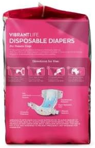 (2 Pack) Vibrant~Life Disposable Dog Diapers for Female Dogs, M, 12 Count