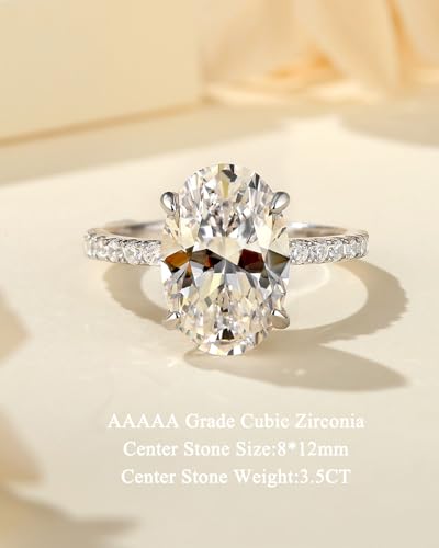 3.5CT Oval Cut Engagement Rings for Women,Simulated Diamond Ring,925 Sterling Silver 18K Yellow/White Gold Plated Promise Ring2