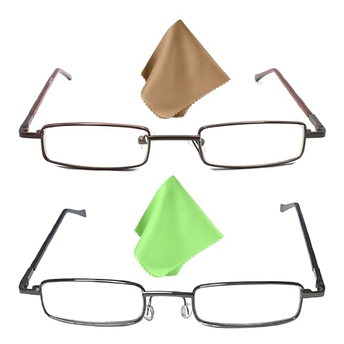 Image of SAVY Metallic Compact Colored(Golden, Brown & Grey) Frame Reading Eye Spectacles Glasses with Eye Protection and No Eye Strain for Men Women with Light Weight Pen Type Case