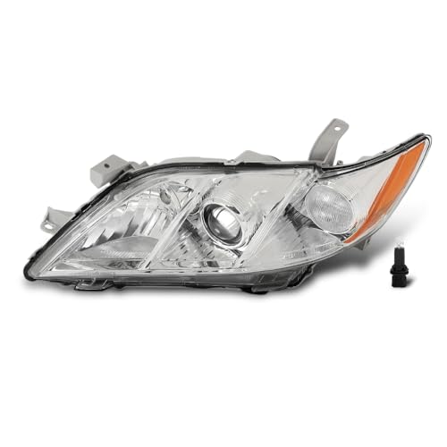 Image of GRAND ORANGE Headlight Assembly Front Headlamp Left Side Compatible with Toyota Camry 2007-2009 TO2502200 / TO2518119 / 20-6758-80 /206758801 Clear Lens Chrome Housing Amber Reflector OE Replacement