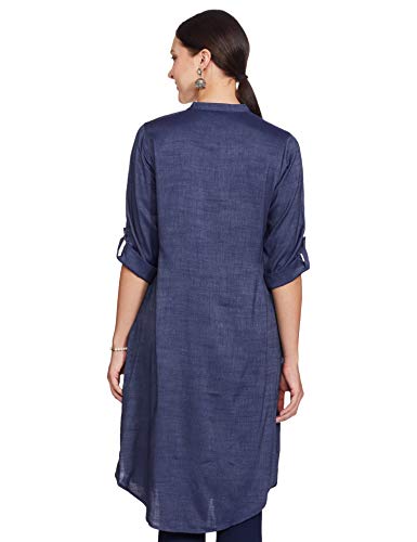 Image of Indya Women's Green Kurta Viscose Solid Shirt