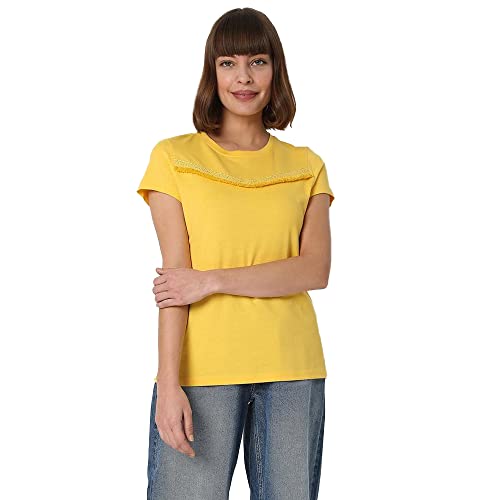 Image of Vero Moda Women's Cotton Blend Regular Fit T-Shirt