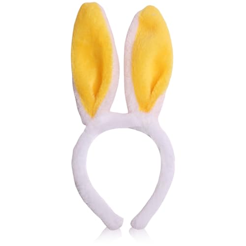 HIFANMM Bunny Headband Easter Hair Bands for Women Girls Kids Yellow Cute Plush Rabbit Ears Hair Accessories Non Slip Headbands Easter Day Party Decoration Supplies