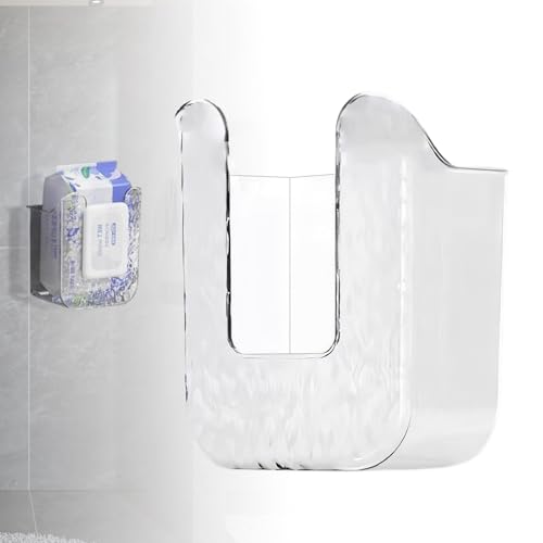 Xanadued Kitchen Wipes Storage, Flushable Wipes Holder for Bathroom, Wall-Mounted Tissue Box, Non-Slip Flushable Wipes Holder, Wipe Container, Wipes Dispenser for Kitchen Bedroom Bathroom, White