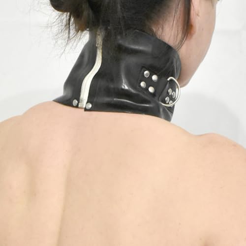 Aufblasbares Latex BDSM Halsband – Fesselhalsband mit Nieten, stufenlos anpassbar, schwarz – Halskrause für Bondage Fetisch Spiele, ergonomisch und langlebig