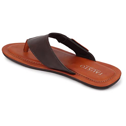 Image of FAUSTO Mens Slip On Sleek Desgined Casual Flip-Flops | Indoor & Outdoor Thong Slippers With Buckle Strap