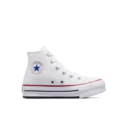 Converse Tênis feminino Chuck Taylor All Star Eva Lift cano alto, Branco/granada/azul marinho, 10.5 Little Kid