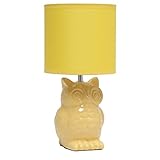 Simple Designs LT1136-DLN 12.8' Contemporary Ceramic Owl Bedside Table Desk Lamp w Matching Fabric Shade for Decor, Bedroom, Nightstand, Living Room, Entryway, Kids' Room, Nursery, Dandelion Yellow