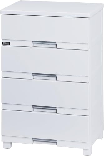 天馬(Tenma) 使いやすさを追求した光沢仕上げのチェスト 日本製 完成品 フィッツプラスプレミアム 4段 特許取得済 引出しロック付きで抜け落ちを防ぐ スムーズな引出し 脚付き 木製天板 インテリアに合うリビングチェスト タンス 収納ケース 衣装ケース