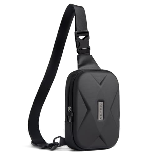 YaKuss Hard Shell Sling Bag for Men and Women, Waterproof Anti-Theft bag for Travel, Men Crossbody Bags for gift, （Black）