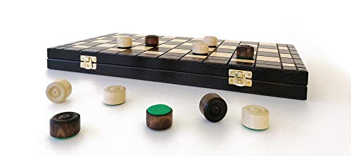 DAMENSPIEL XL Handwerkliche Herstellung aus lackiertem Hainbuchenmassivholz, umweltfreundlich. Größe des Schachbretts: 40x40 cm, faltbares Aufbewahrungstablett, Reisespiel. Marke: Le Délirant®.