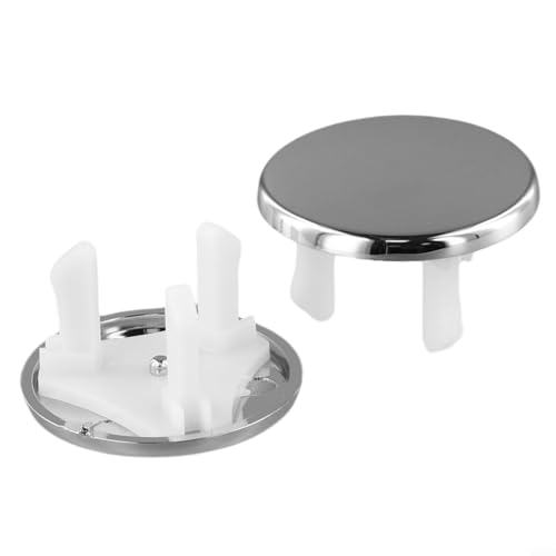 Bathroom Sink Overflow Cover, Chrome Basin Hole Trim for 22mm-24mm Holes, Round Drain Pipe Cover Replacement, No Tools Install, 2 Pack