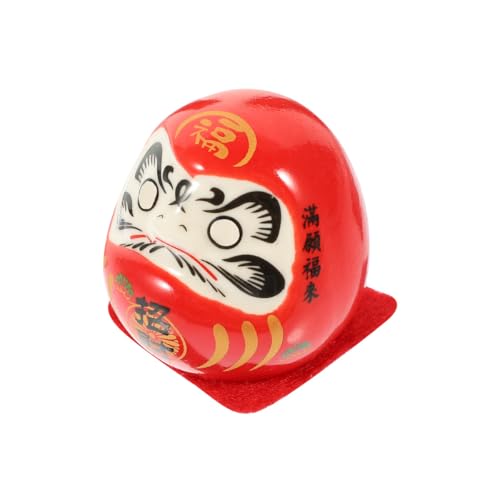 Boneco Daruma Cerâmica Vermelho Olhos Brancos - 4cm