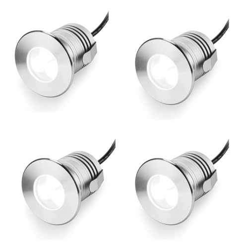 Foco Para Piscina - Luz LED Subacuática, Mini Luces LED Subacuáticas Para Piscinas De 3W, 12V-24V CC, IP68, Luz Subacuática Impermeable, Para Fuentes Y Piscinas Enterradas(Warm White 3000K,4PCS)