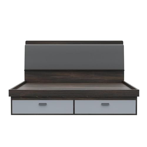 Image of Wakefit Atlas King Storage Engineered Wood Bed with Hydraulic Mechanism with Thunder Cloud Upholstered Headboard