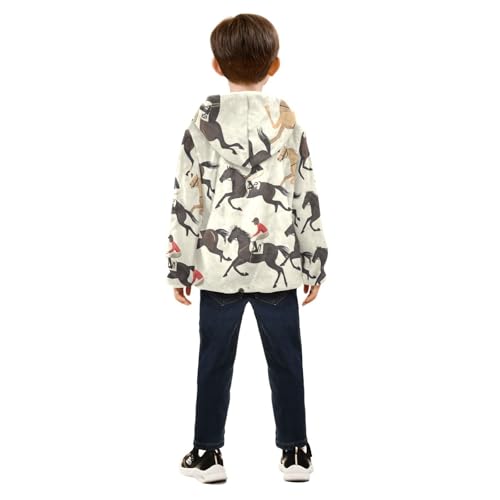 Horse Riding Girls Fleece Jacket Girls Fall Jacket Girls Zip Up Hoodie Girls Sherpa Jacket 2-10T4