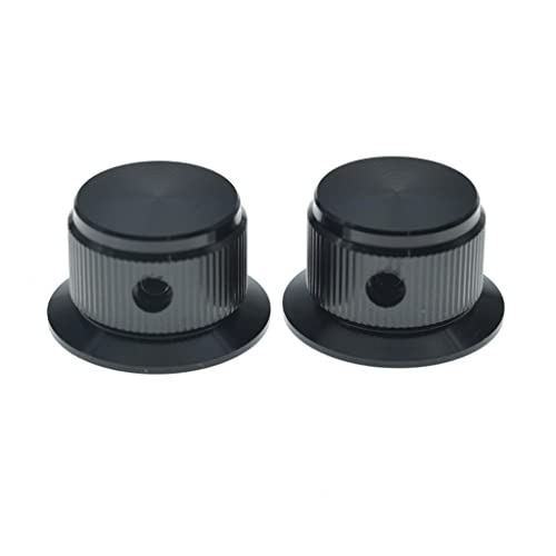 Dopro 2-Pack Set Screw Style Aluminium Potentiometer Knobs 1/4\" Universal Top Hat Knobs Bell Volume Tone Control Knobs for Guitar/Bass/AMPS/Preamps Black Without Indicator