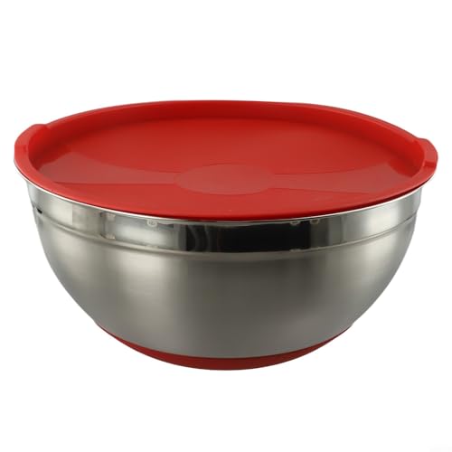 Insalatiera moderna in acciaio inossidabile con coperchio inferiore in silicone, ciotola per mescolare 20 cm/30 cm, per cucinare e cuocere, utensile da cucina antiscivolo (30 cm)
