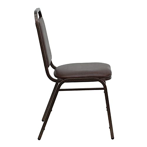 Image of Flash Furniture HERCULES Series Trapezoidal Back Stacking Banquet Chair in Brown Vinyl - Copper Vein Frame