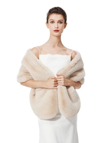 BEAUTELICATE Chal Estola de Pelo Mujer Boleros para Invierno Fiesta Novia Bodas（Champán,talla única）