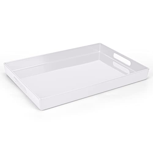 XMNFLY Serving Tray with Handles-10x15Inch White Melamine Modern Serving Platters,Serving...