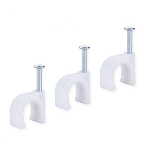 Round Ethernet Cable Wire Clips 100 Pieces - Xinca Electrical Cable Staples Cable Nail Cable Management Rg6 Rg59 Cat5E Cat6 Cat7 Rj45 Hdmi Dvi Vga Cables - (White 8Mm) #TOP7