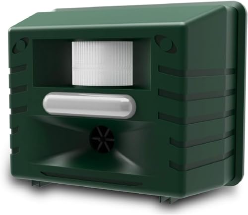 Aspectek Yard Sentinel Ultrasonic Repeller for Deer, Raccoons, Squirrel, Bird, Outdoor Animal Repellent for Yard, Garden, Farm, Patio, Waterproof, Adjustable, Motion Sensor, Nighttime Strobe Light
