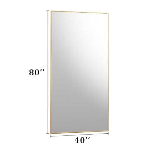 Image of BEAUTYPEAK 80 inchx40 inch Rectangle Full Body Floor Mirrors, Full Length Mirror Hanging or Leaning, Aluminum Alloy Frame Wall Mirror for Bedroom, Dressing Room, Gold