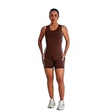 Hadara Mono Deportivo Mujer Corto Fitness, Enterizo Sin Mangas con Espalda Abierta, Elasticidad, Ropa para Gym, Yoga y Entrenamiento, Transpirable y Sin Transparencias (Marrón, M)