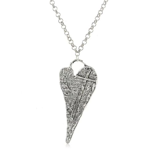 dsmrosp Handmade Silvery Cross Healing Heart |Cross Heart Christian Inspirational Faith Necklace for Women | Crucifix Pendant Christian Ornaments for Hope Gift (A)