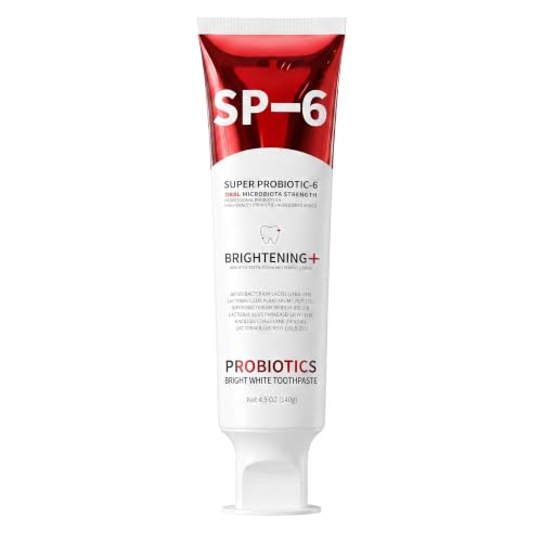 Image of SP-6 Probiotic Whitening Toothpaste - Enhanced Formula with 6 Probiotics for Teeth Whitening and Gum Health - Enamel-Safe, Fluoride-Free, Fresh Mint Flavor, 4.9Oz (1)