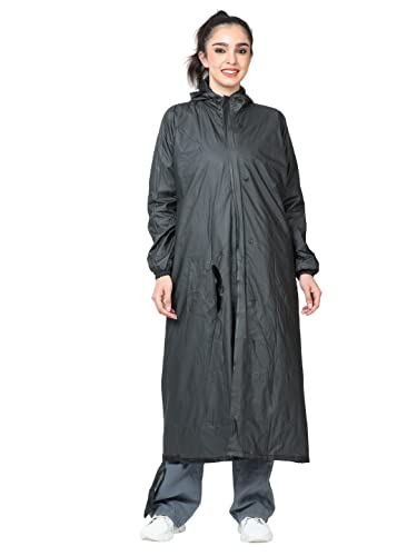 Image of FabSeasons Waterproof Long /Full Raincoat for Women with Adjustable Hood and Reflector at Back for Night Visibility. Pack Contains Top and Storage Bag