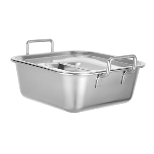 ULTECHNOVO Disco cuadrado de acero inoxidable cestas de perritos calientes bandeja de arroz de acero inoxidable Bandejas para servir alimentos bandeja de postre cuadrada Silver